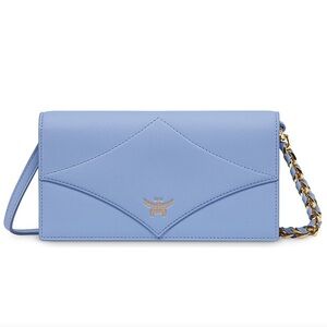MCM Blue Diamond Leather Wallet on a Chain